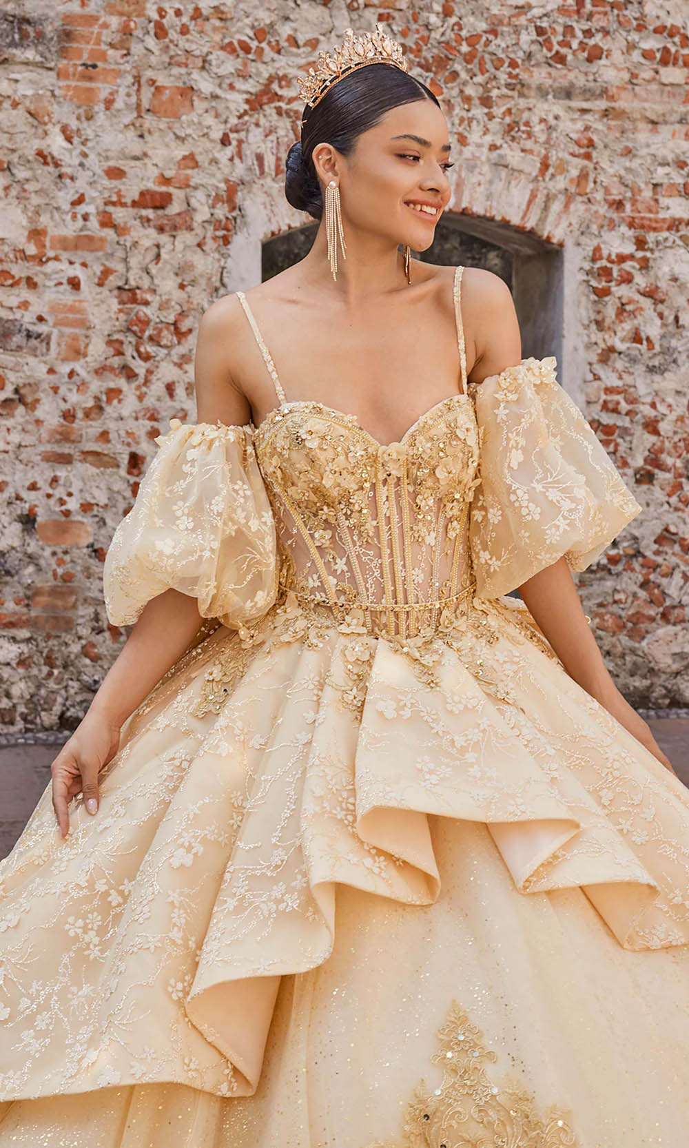 Vizcaya by Mori Lee 89537 - Spaghetti Strap Floral Embellished Ballgown Ball Gowns