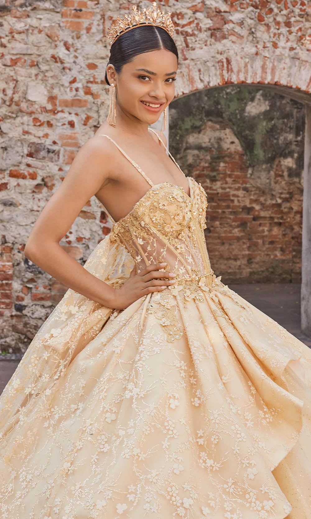 Vizcaya by Mori Lee 89537 - Spaghetti Strap Floral Embellished Ballgown Ball Gowns