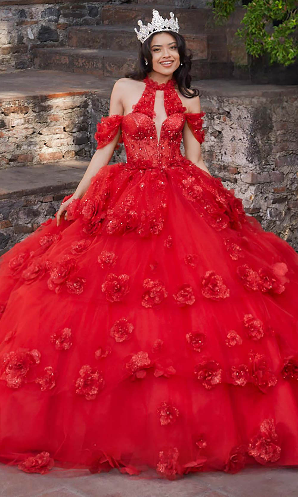 Vizcaya by Mori Lee 89538 - Corset Bodice Floral Quinceanera Gown Ball Gowns