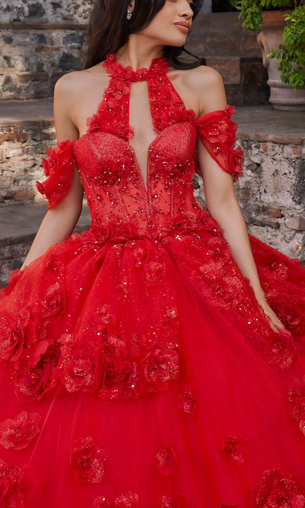 Vizcaya by Mori Lee 89538 - Corset Bodice Floral Quinceanera Gown Ball Gowns