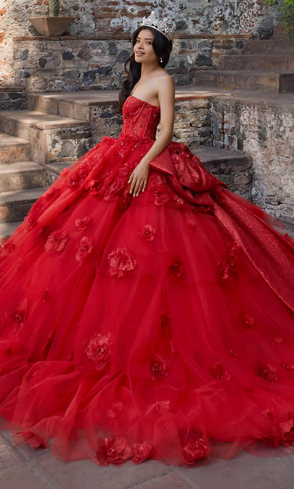 Vizcaya by Mori Lee 89538 - Corset Bodice Floral Quinceanera Gown Ball Gowns