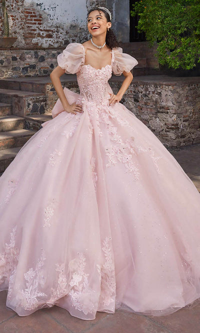 Vizcaya by Mori Lee 89542 - Puff Sleeve Floral Applique Ballgown Ball Gowns