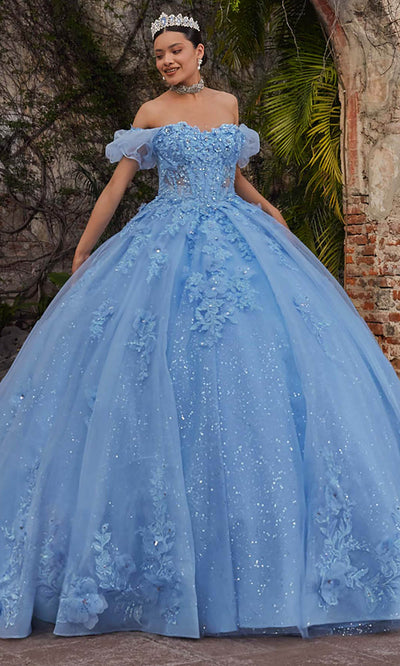 Vizcaya by Mori Lee 89542 - Puff Sleeve Floral Applique Ballgown Ball Gowns