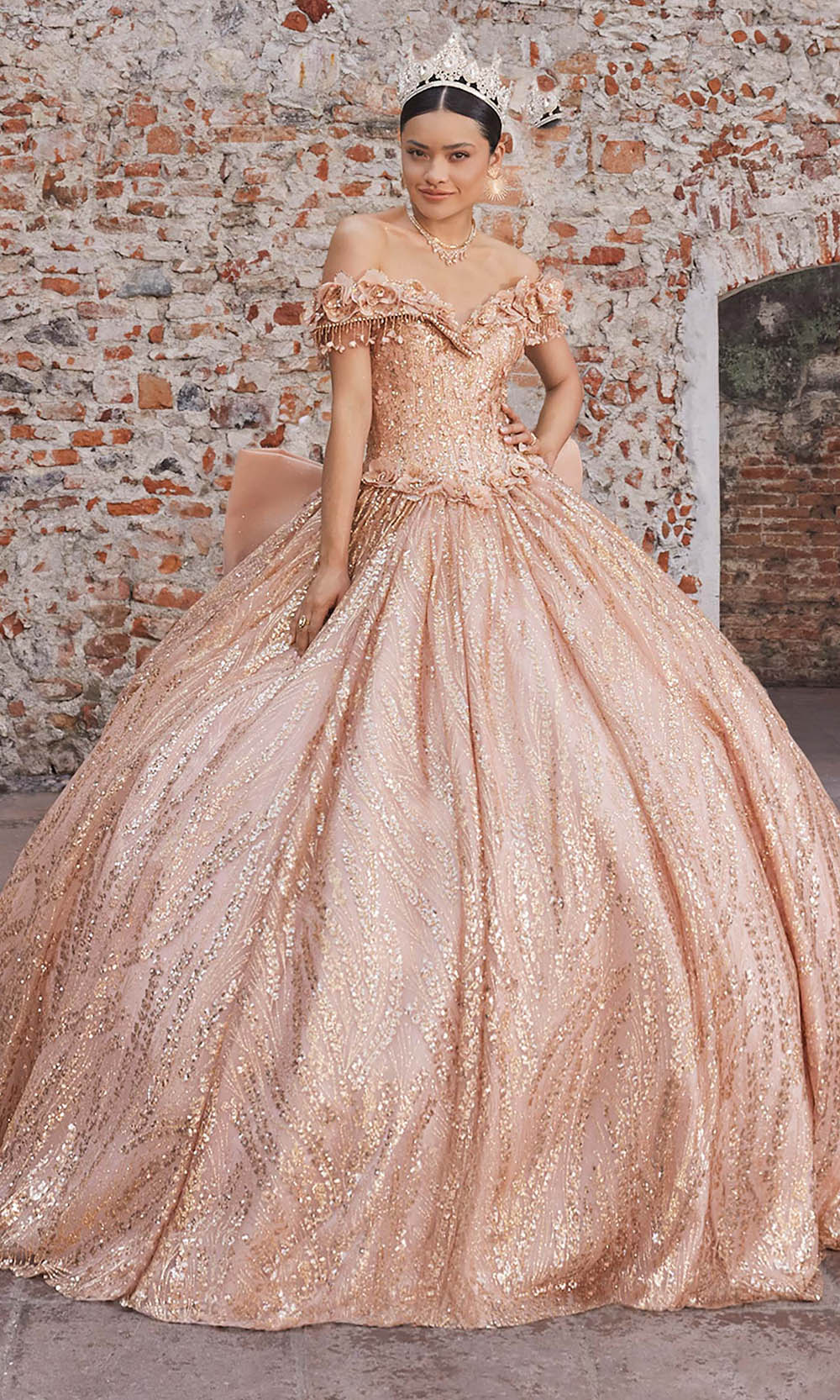 Vizcaya by Mori Lee 89547 - Off Shoulder Fringe Accent Ballgown Quinceanera Dresses