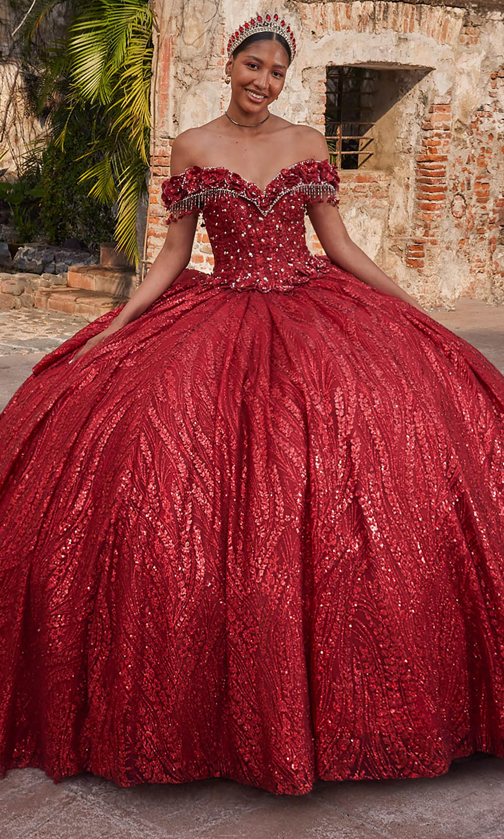 Vizcaya by Mori Lee 89547 - Off Shoulder Fringe Accent Ballgown Quinceanera Dresses