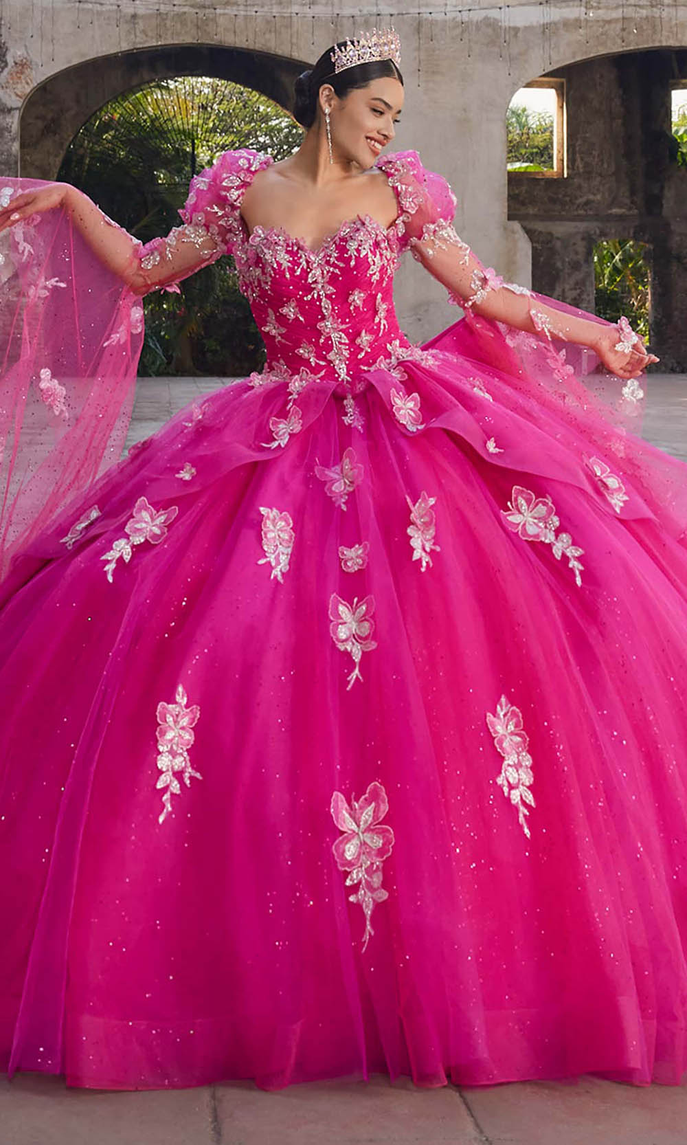 Vizcaya by Mori Lee 89548 - Long Puff Sleeve Applique Ballgown Quinceanera Dresses