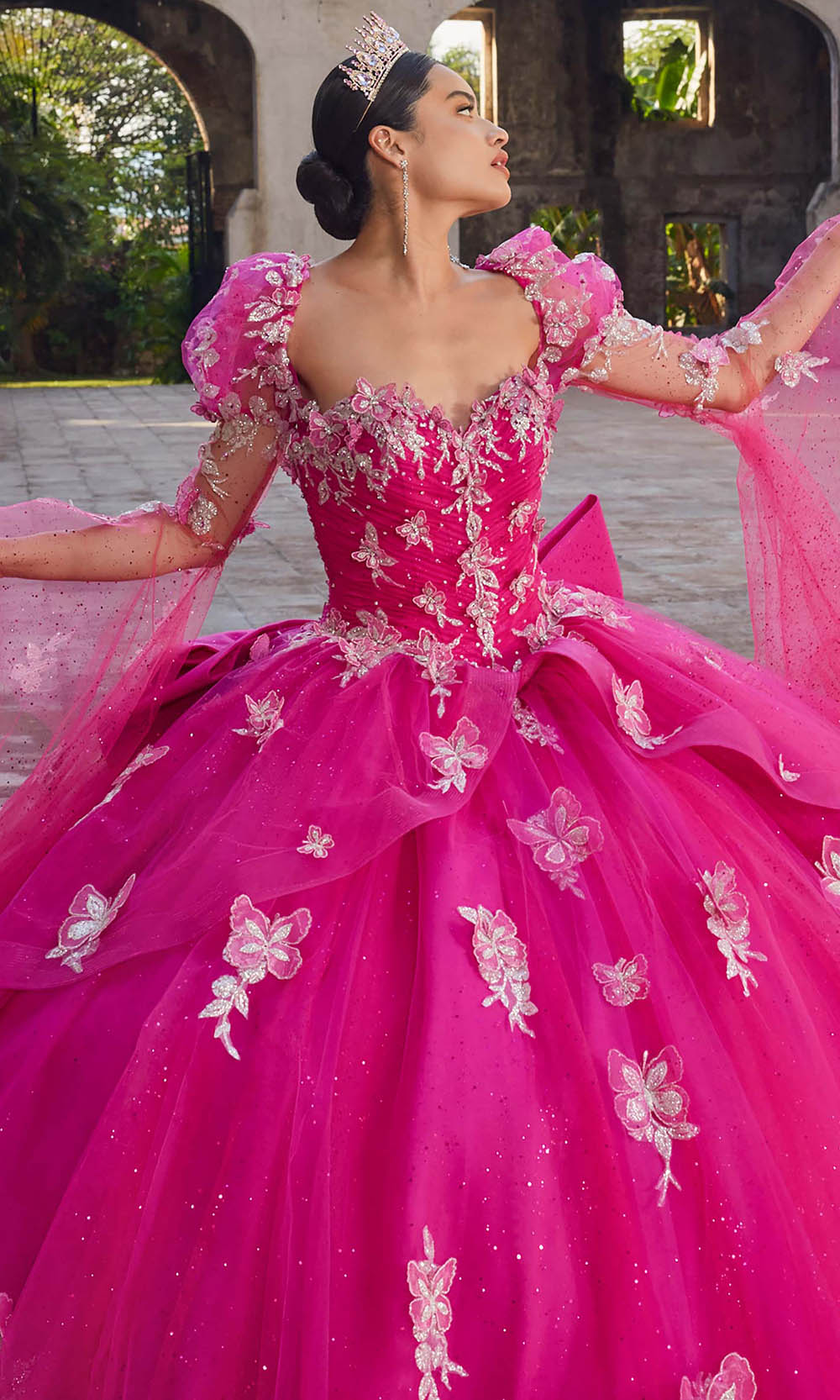 Vizcaya by Mori Lee 89548 - Long Puff Sleeve Applique Ballgown Quinceanera Dresses