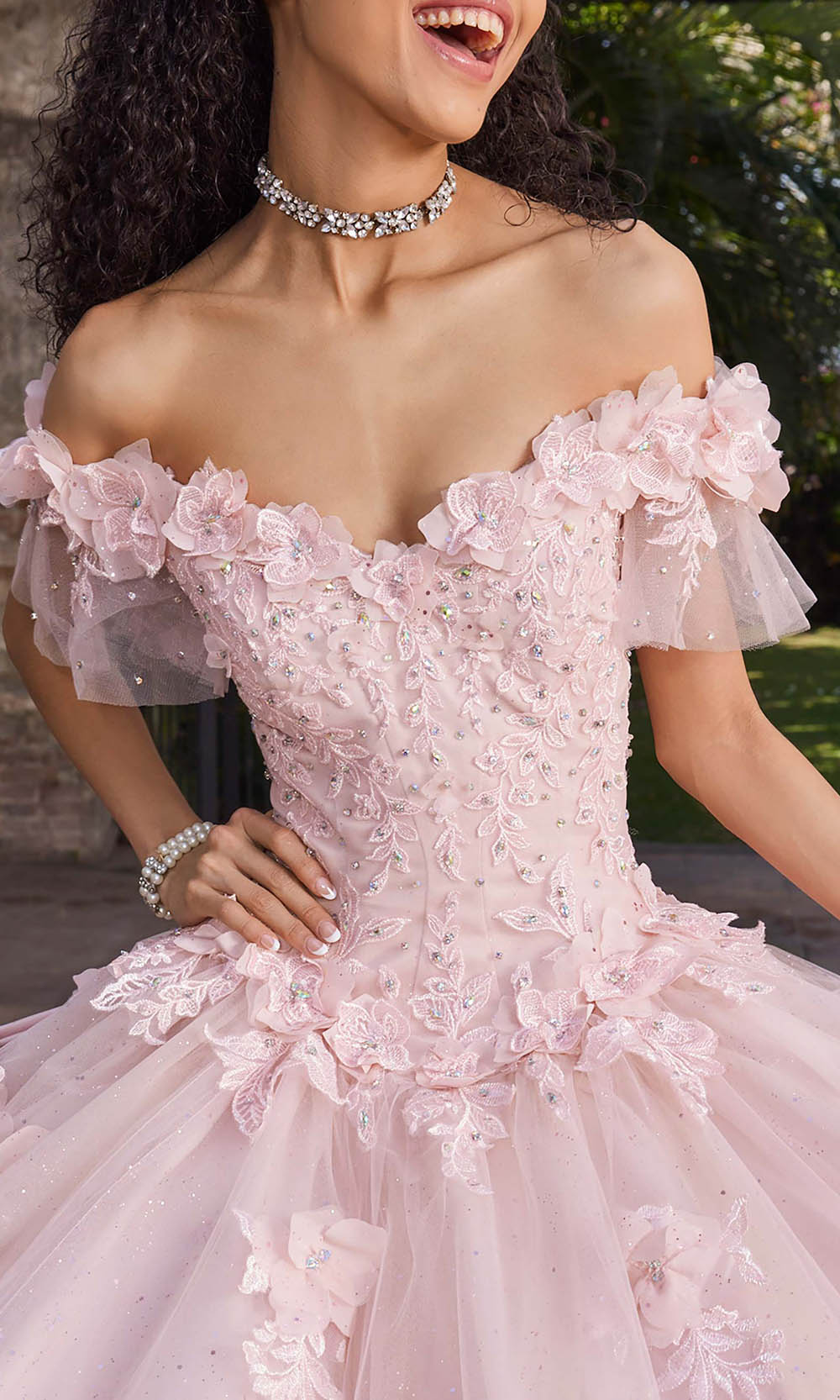 Vizcaya by Mori Lee 89549 - Glitter Tulle Ballgown with Rosettes Ball Gowns