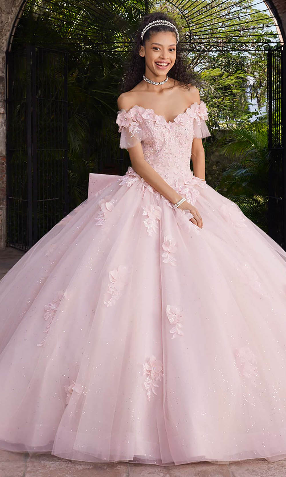 Vizcaya by Mori Lee 89549 - Glitter Tulle Ballgown with Rosettes Ball Gowns