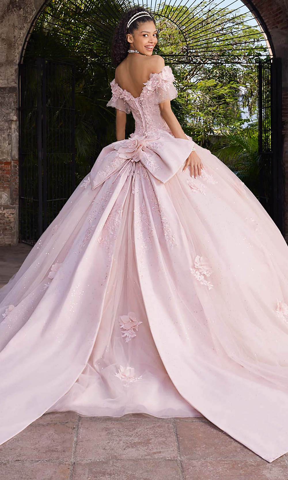 Vizcaya by Mori Lee 89549 - Glitter Tulle Ballgown with Rosettes Ball Gowns