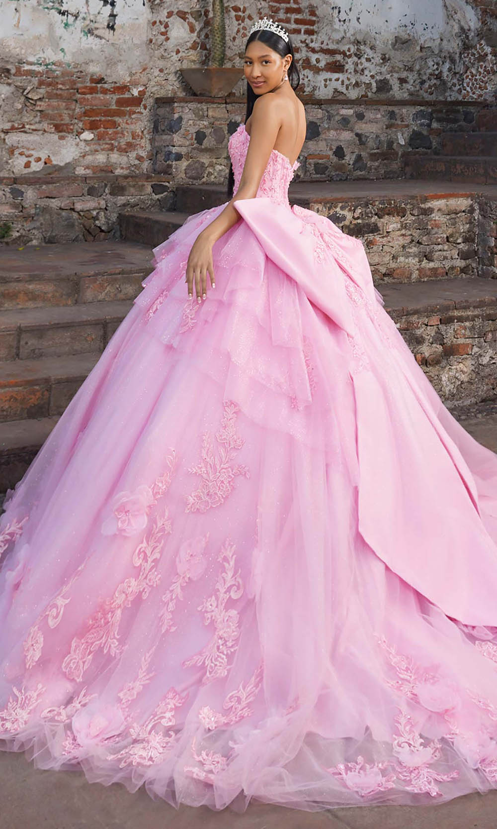 Vizcaya by Mori Lee 89558 - Long Puff Sleeve Floral Ballgown with Bow Ball Gowns