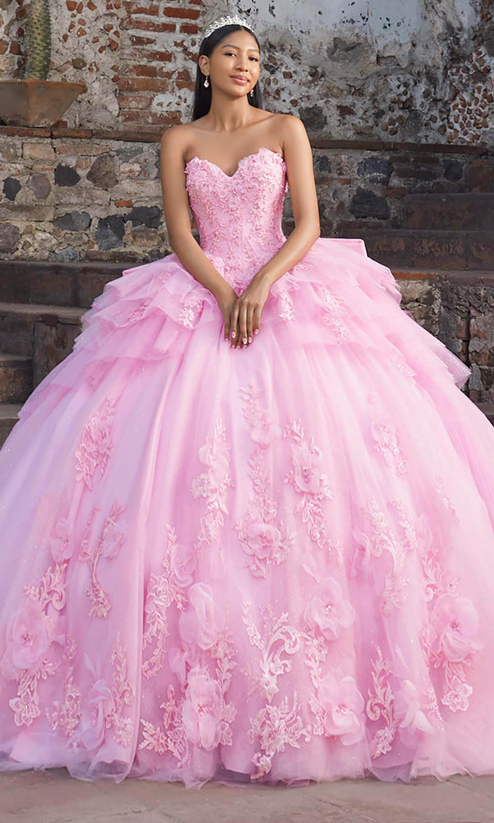 Vizcaya by Mori Lee 89558 - Long Puff Sleeve Floral Ballgown with Bow Ball Gowns