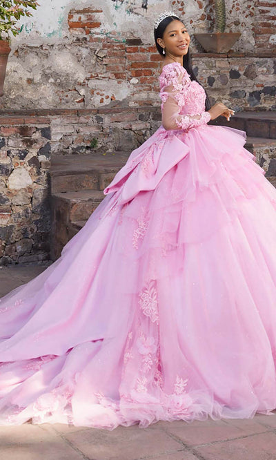 Vizcaya by Mori Lee 89558 - Long Puff Sleeve Floral Ballgown with Bow Ball Gowns
