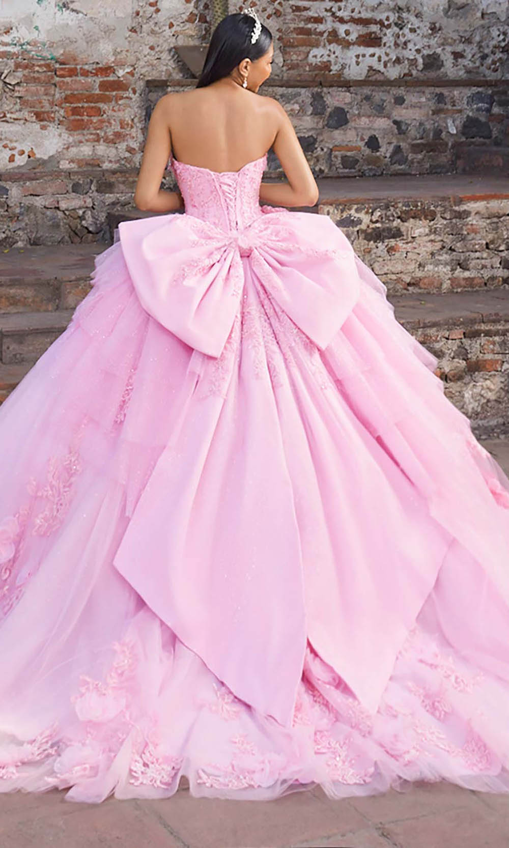 Vizcaya by Mori Lee 89558 - Long Puff Sleeve Floral Ballgown with Bow Ball Gowns