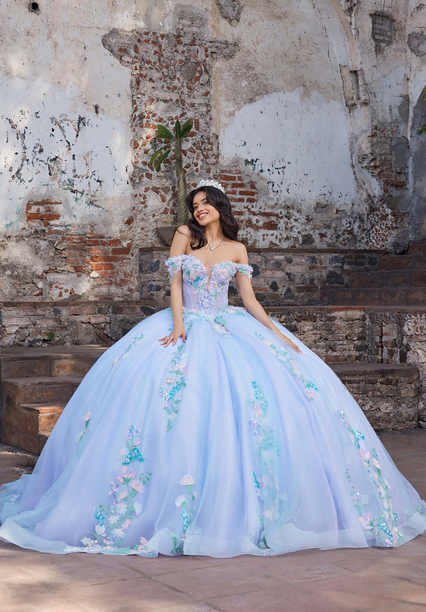 Vizcaya by Mori Lee 89560 - Floral Embellished Sweetheart Basque Gown Ball Gowns
