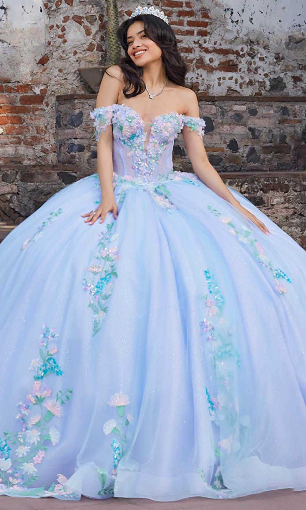 Vizcaya by Mori Lee 89560 - Floral Embellished Sweetheart Basque Gown Ball Gowns