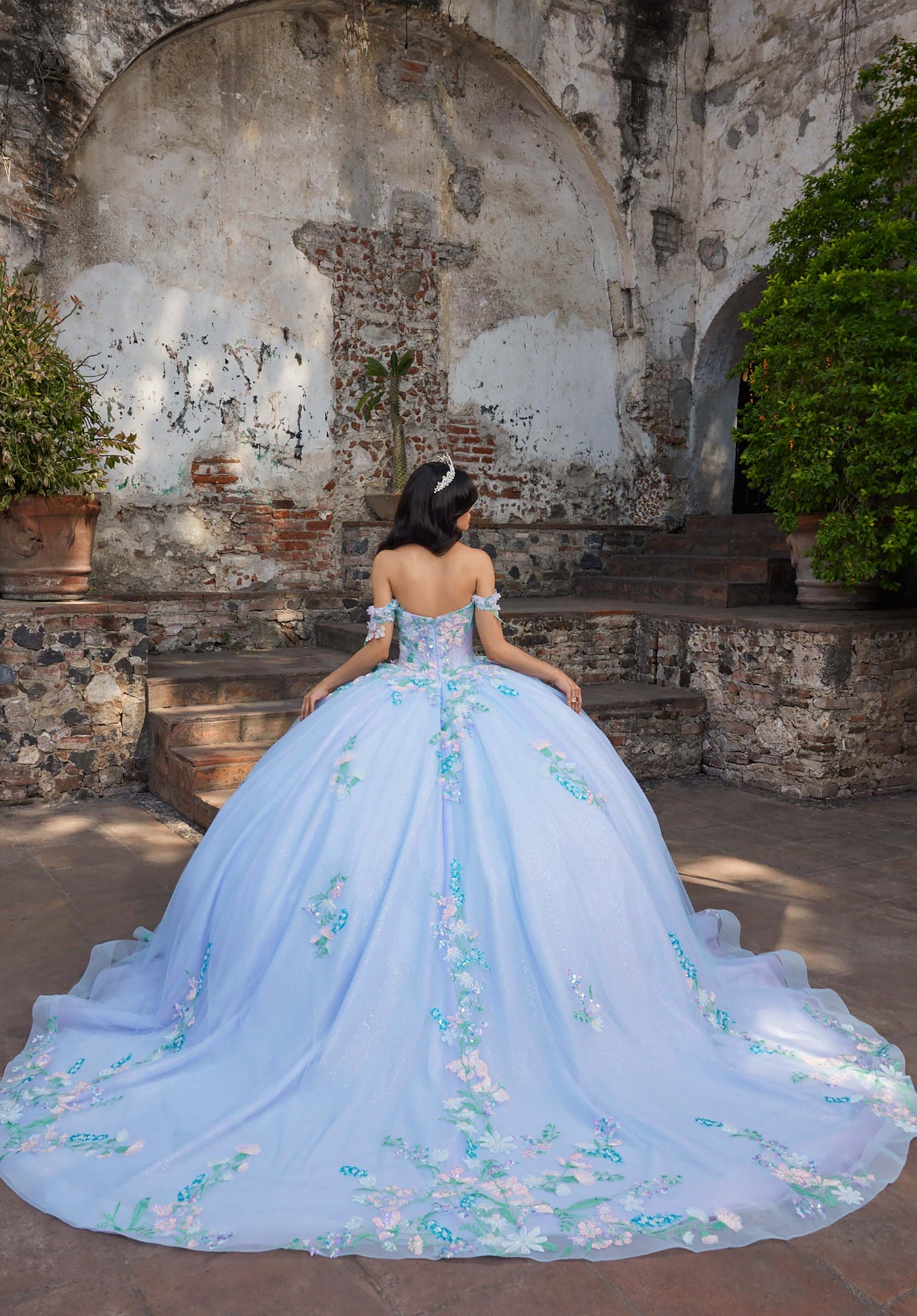 Vizcaya by Mori Lee 89560 - Floral Embellished Sweetheart Basque Gown Ball Gowns