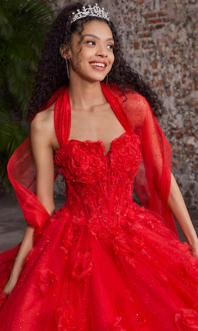 Vizcaya by Mori Lee 89562 - Sheer Midriff Halter Floral Ballgown Ball Gowns