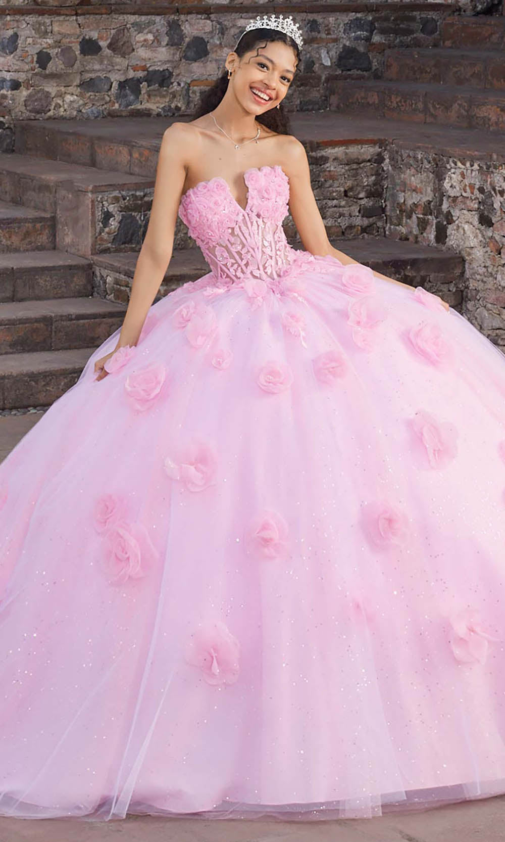 Vizcaya by Mori Lee 89562 - Sheer Midriff Halter Floral Ballgown Ball Gowns