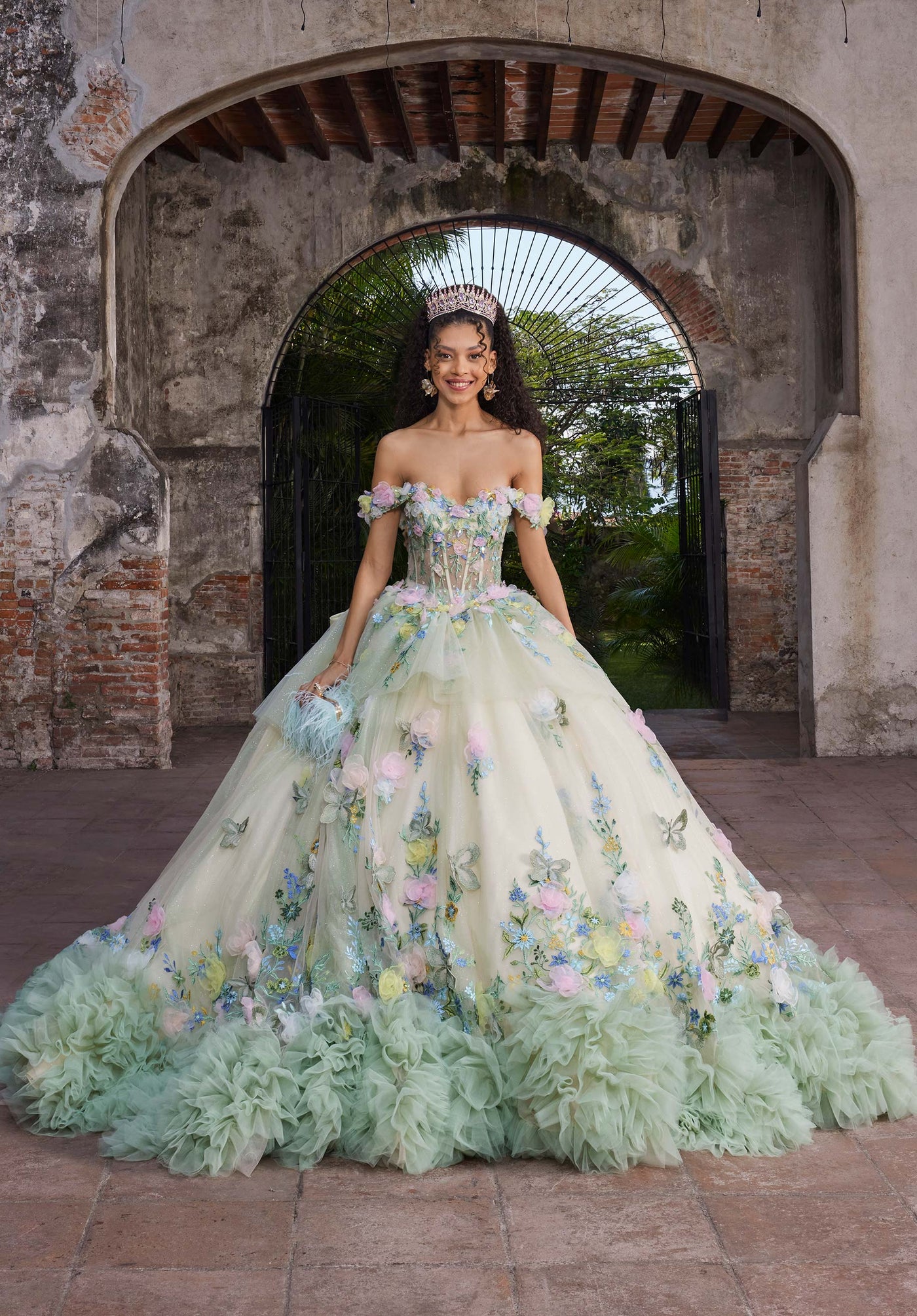 Vizcaya by Mori Lee 89566 - Floral Applique Sheer Corset Quinceanera Gown Ball Gowns