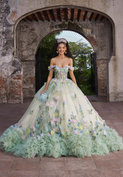 Vizcaya by Mori Lee 89566 - Floral Applique Sheer Corset Quinceanera Gown Ball Gowns