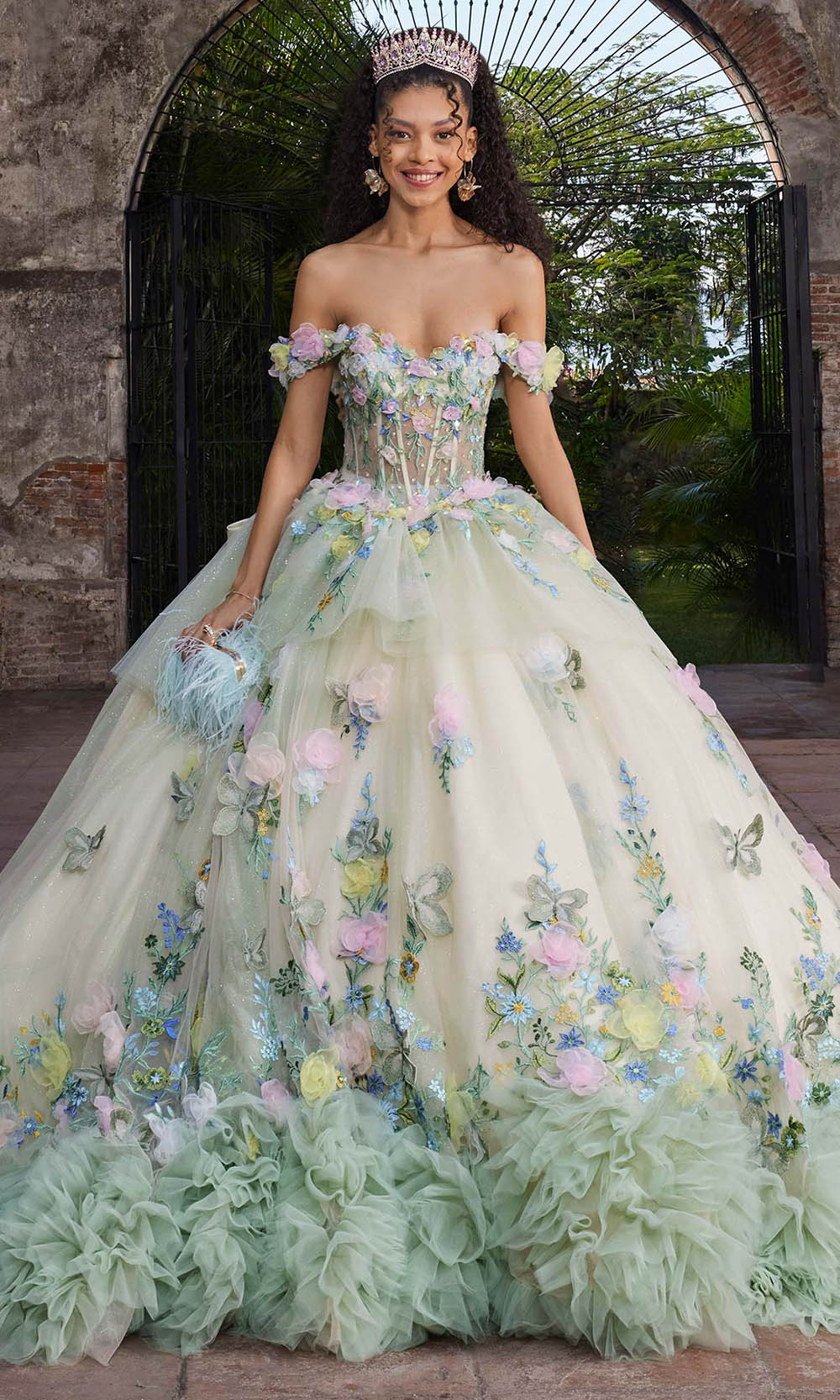 Vizcaya by Mori Lee 89566 - Floral Applique Sheer Corset Quinceanera Gown Ball Gowns