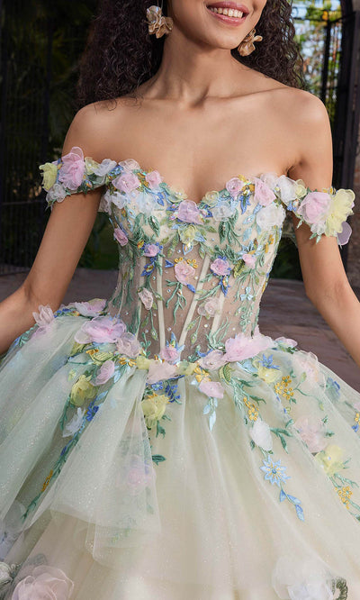 Vizcaya by Mori Lee 89566 - Floral Applique Sheer Corset Quinceanera Gown Ball Gowns