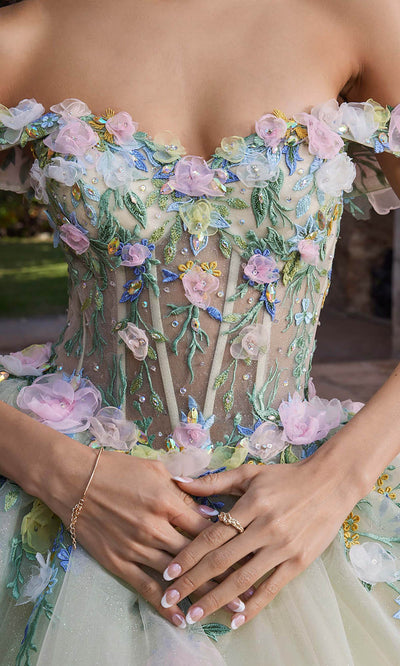 Vizcaya by Mori Lee 89566 - Floral Applique Sheer Corset Quinceanera Gown Ball Gowns