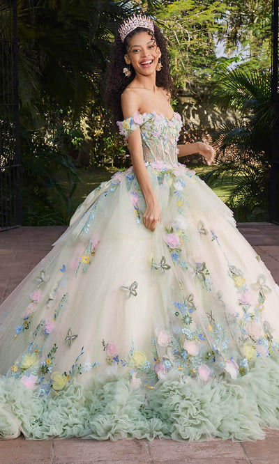 Vizcaya by Mori Lee 89566 - Floral Applique Sheer Corset Quinceanera Gown Ball Gowns