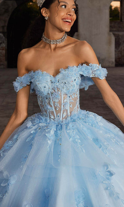 Vizcaya by Mori Lee 89566 - Floral Applique Sheer Corset Quinceanera Gown Ball Gowns