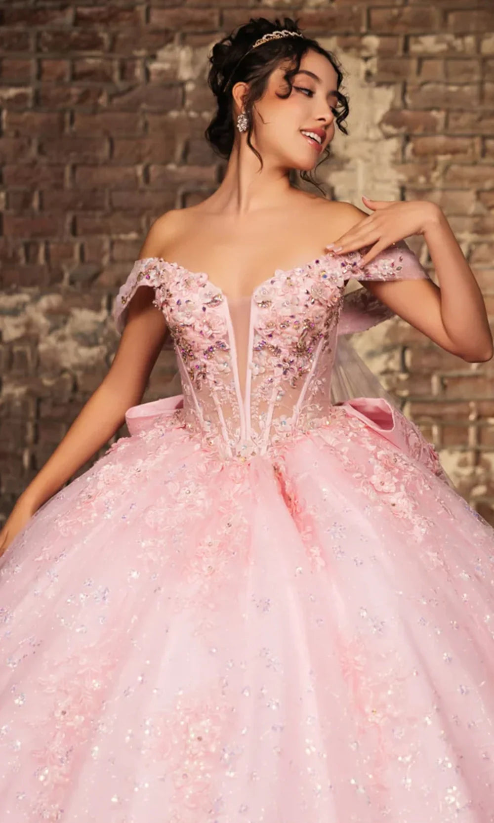May Queen LK273 - Corset Bodice Off Shoulder Ballgown Quinceanera Dresses