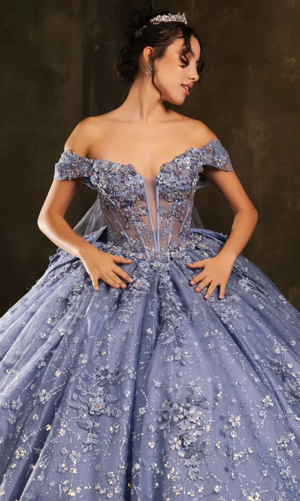 May Queen LK273 - Corset Bodice Off Shoulder Ballgown Quinceanera Dresses
