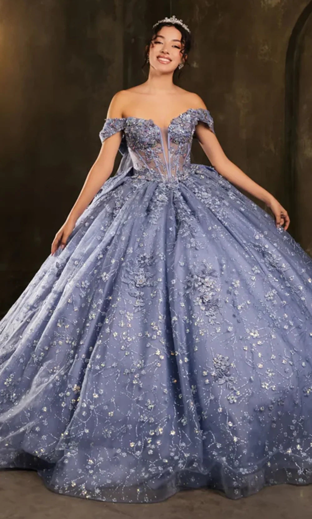 May Queen LK273 - Corset Bodice Off Shoulder Ballgown Quinceanera Dresses