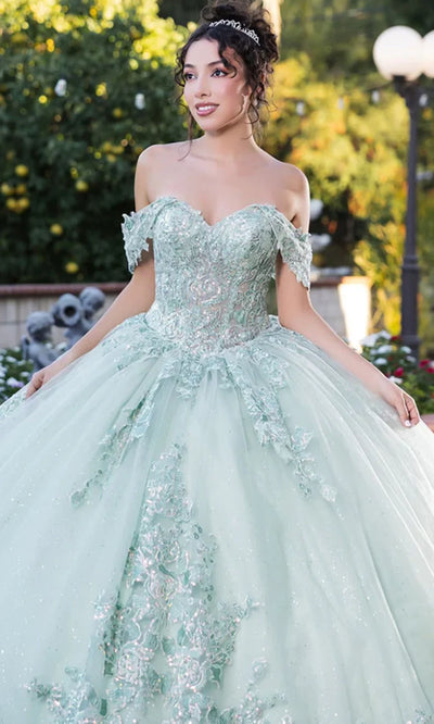 May Queen LK279 - Embellished Off Shoulder Ballgown Prom Dresses
