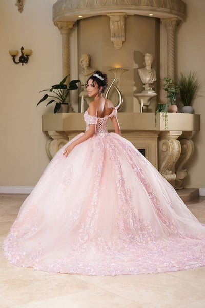 May Queen LK279 - Embellished Off Shoulder Ballgown Prom Dresses