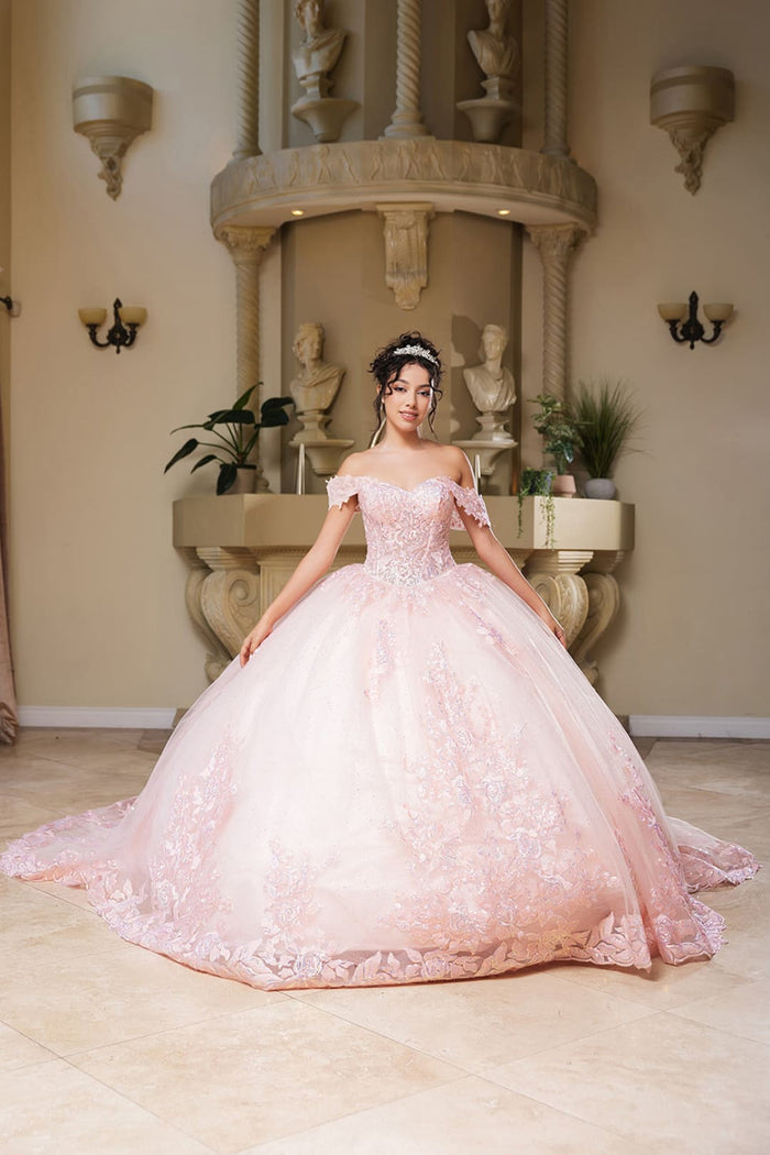 May Queen LK279 - Embellished Off Shoulder Ballgown Prom Dresses