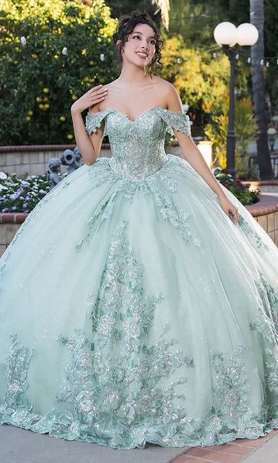 May Queen LK279 - Embellished Off Shoulder Ballgown Prom Dresses