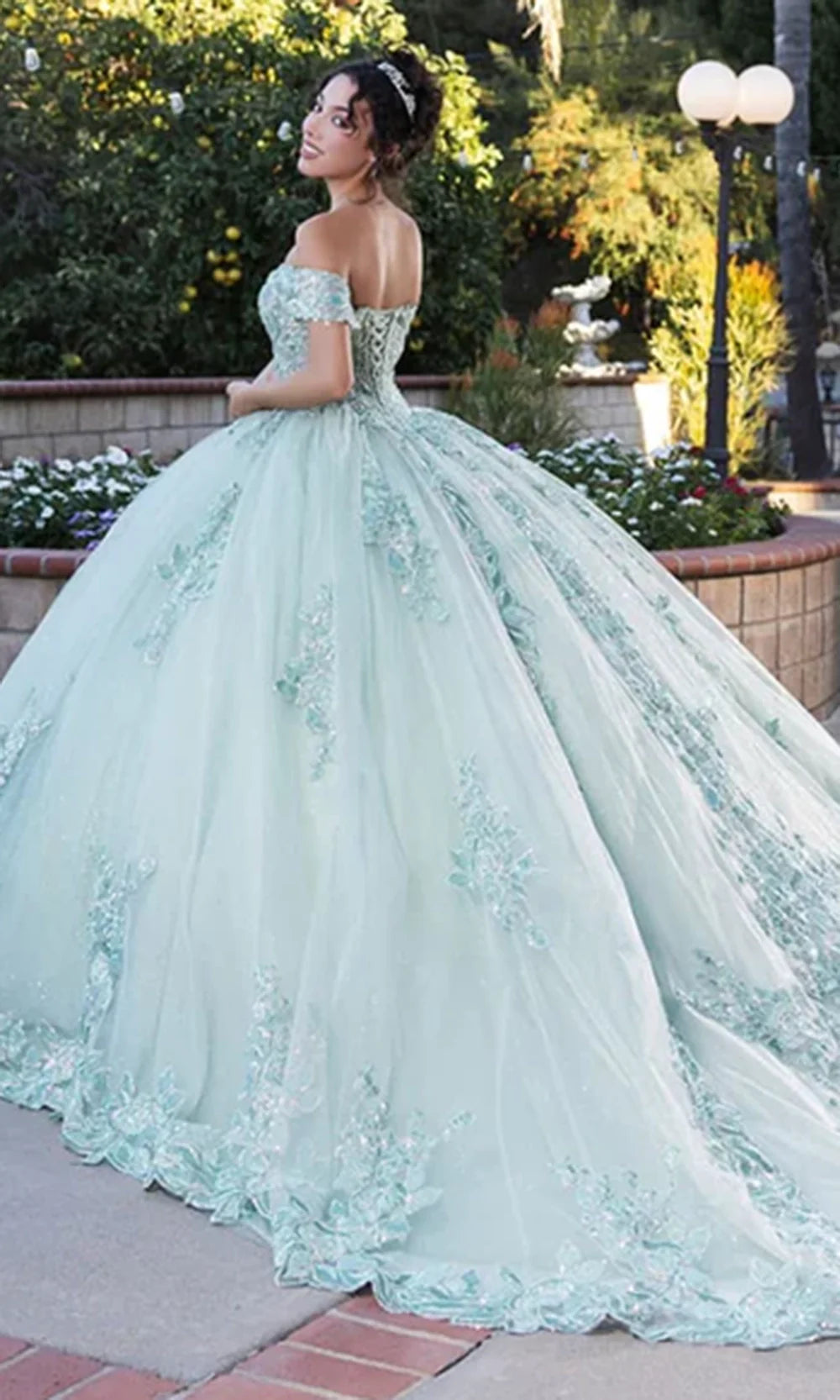 May Queen LK279 - Embellished Off Shoulder Ballgown Prom Dresses