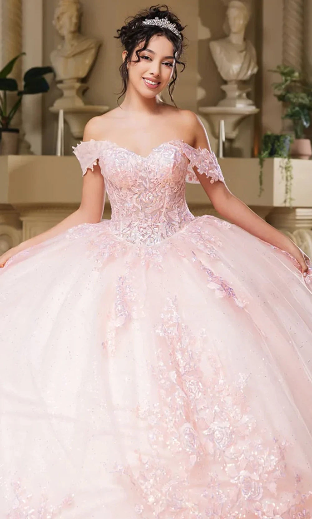 May Queen LK279 - Embellished Off Shoulder Ballgown Prom Dresses
