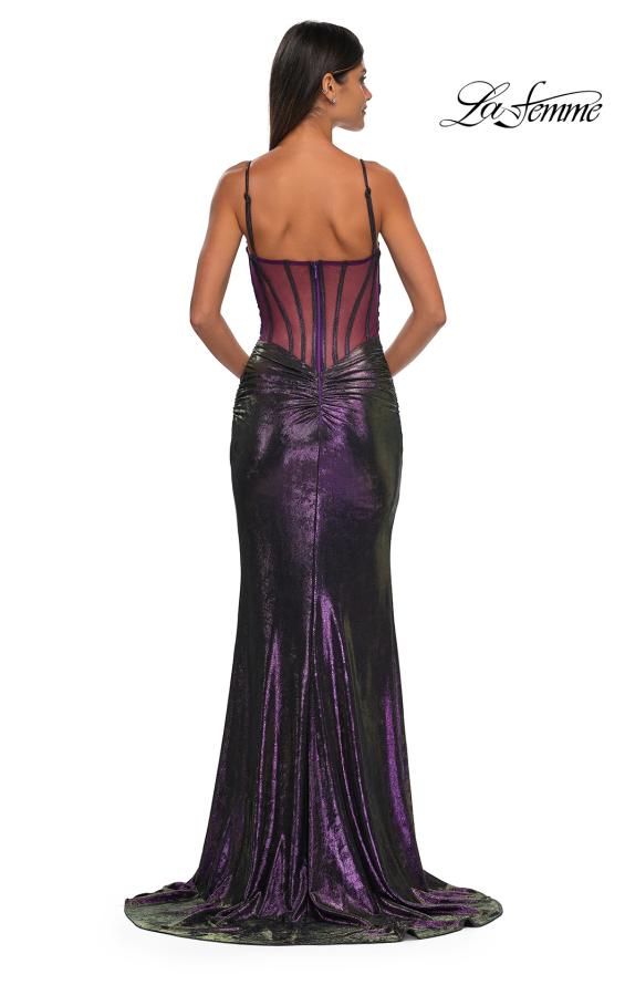 La Femme 33034 - V-Neck Exposed Boning Prom Gown
