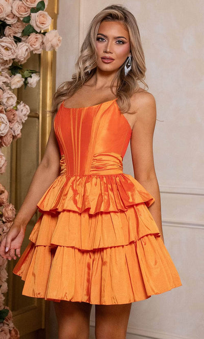 Rachel Allan 40507 - Tiered A-Line Cocktail Dress Special Occasion Dresses 00 /  Tangerine