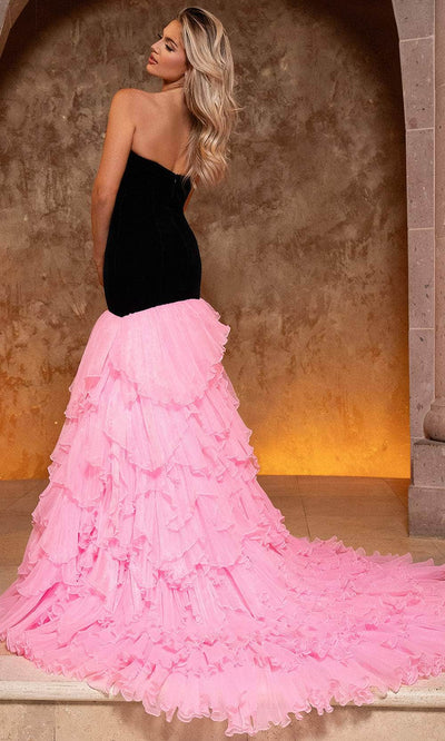 Rachel Allan 50359 - Strapless Velvet Gown with Cascading Layers Pageant Dresses