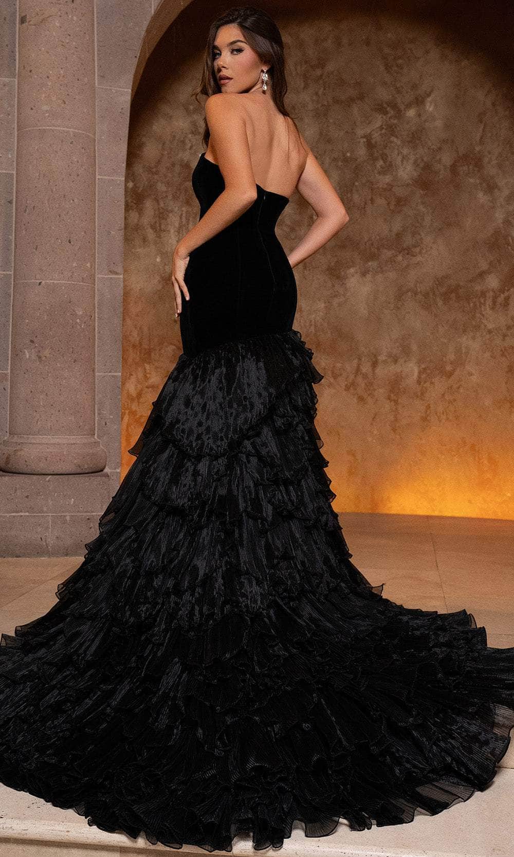 Rachel Allan 50359 - Strapless Velvet Gown with Cascading Layers Pageant Dresses