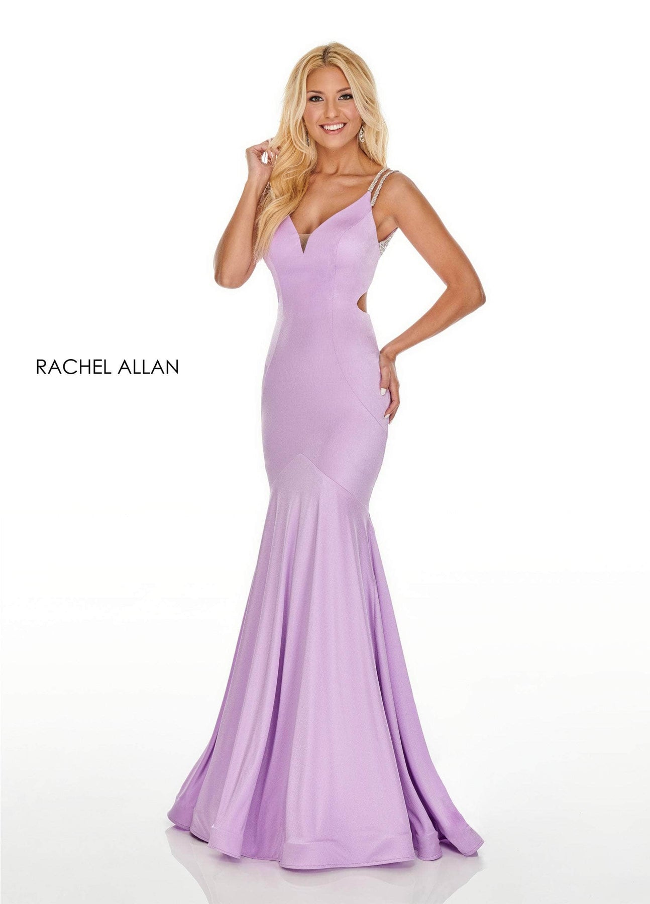 Rachel Allan 7042 - Dual Straps Trumpet Evening Gown Special Occasion Dress 6 / Lilac