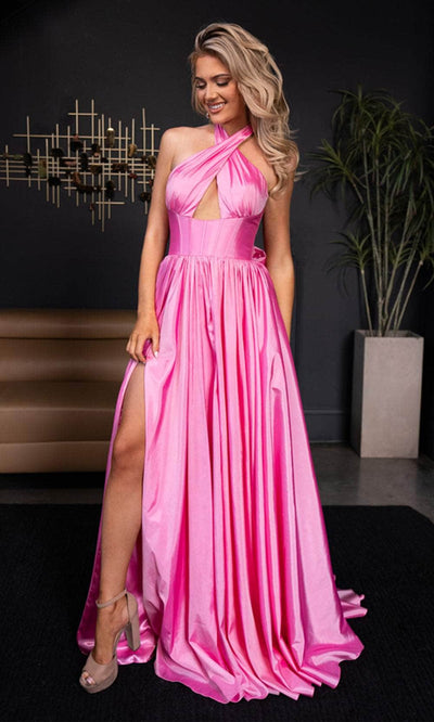 Rachel Allan 70689 - Halter A-Line Prom Gown Special Occasion Dresses 00 /  Candy Pink