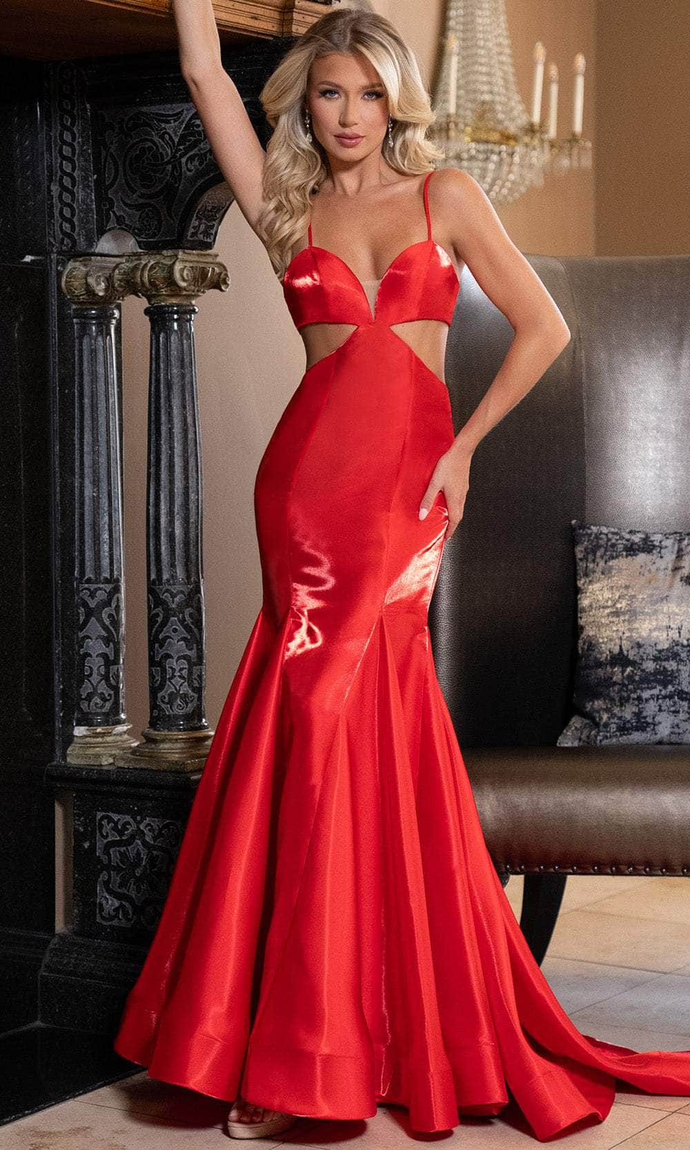 Rachel Allan 70706 - Satin Mermaid Gown with Cutout Bodice Special Occasion Dress
