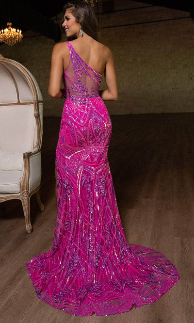 Rachel Allan 70772 - Elegant One-Shoulder Sequin Sheath Gown Prom Dresses