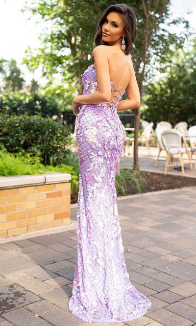 Rachel Allan 70829 - Strapless Beaded Lattice Sheath Dress with Slit Prom Dresses