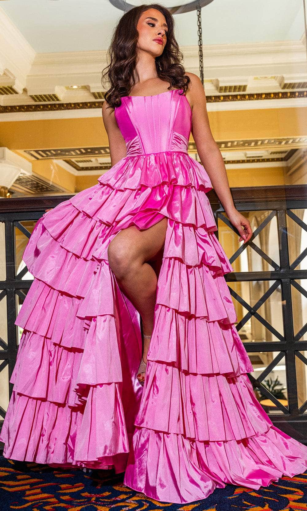 Rachel Allan 70863 - Sleeveless Cascading Ruffled Gown Prom Dresses