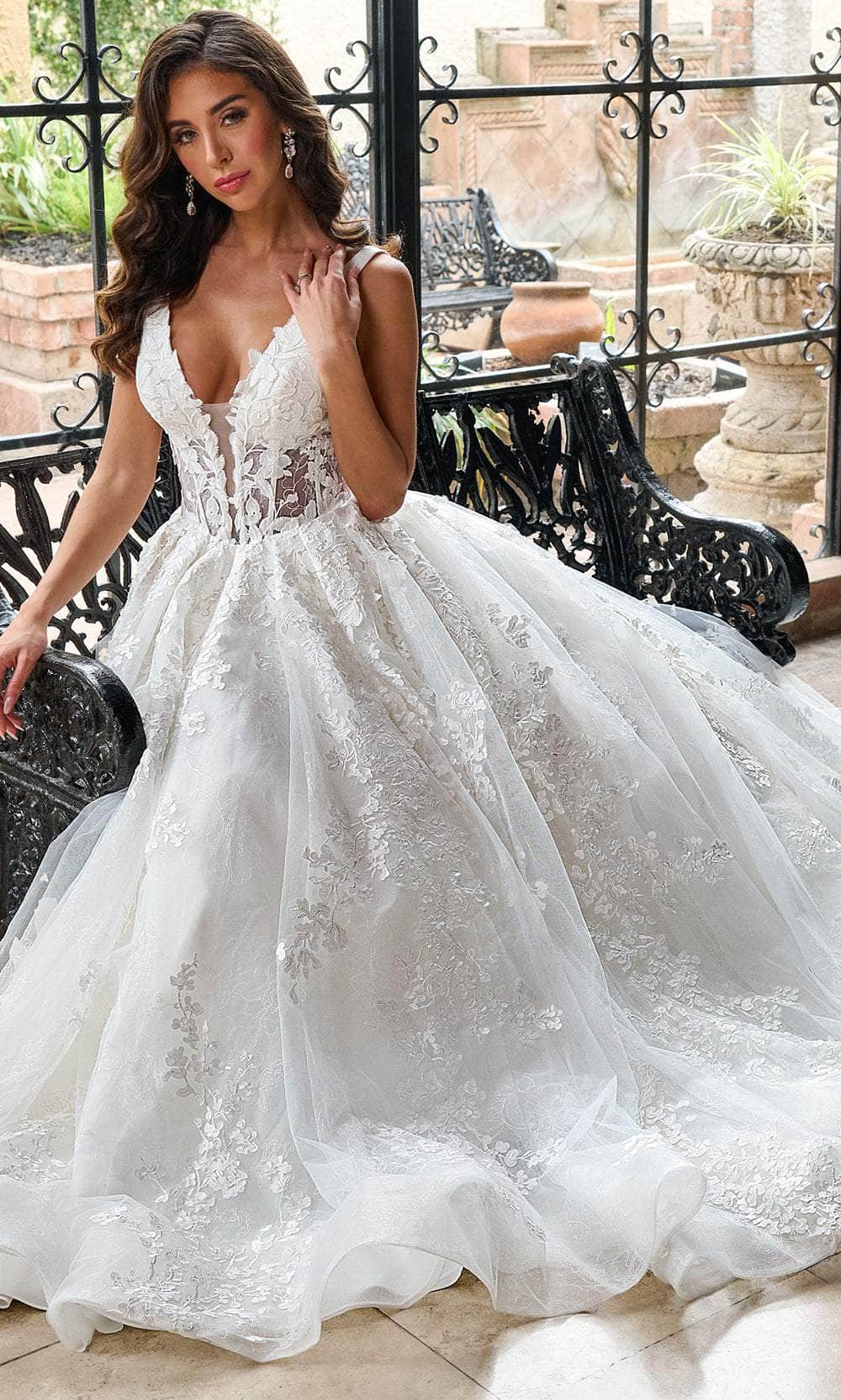 Rachel Allan Bridal RB5060 - Foliaged Lace A-Line Bridal Gown Special Occasion Dresses